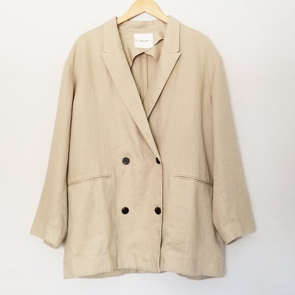 Everlane The Linen Double Breasted Blazer in Khaki Relaxed Fit Plus Size16 $198 - Picture 6 of 16